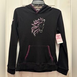 GIRLS Black Horse Hoodie by Cowgirl Hardware XL NEW